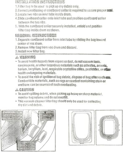 12 حزمة 23738 موديل VF3501 أكياس جمع الغبار متوافقة مع Ridgid/Workshop 3 إلى 4.5 جالون مكنسة جافة ورطبة، استبدال الجزء # 23738 VF3501 WS32045F، الحجم C in Kuwait