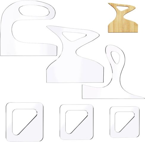 6 قطع من لوح التقطيع الأكريليكي مقاس 9.84 بوصة بمقبض متعرج بزاوية واضحة على شكل لوح تقطيع قالب راوتر لاستنسل تتبع الأعمال الخشبية ودليل قطع أدوات المطبخ in Kuwait