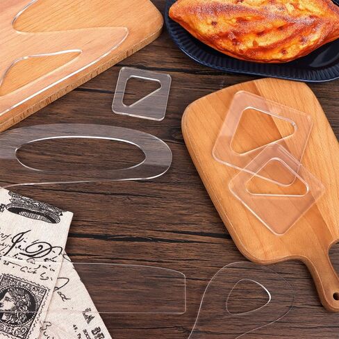 6 قطع من لوح التقطيع الأكريليكي مقاس 9.84 بوصة بمقبض متعرج بزاوية واضحة على شكل لوح تقطيع قالب راوتر لاستنسل تتبع الأعمال الخشبية ودليل قطع أدوات المطبخ in Kuwait