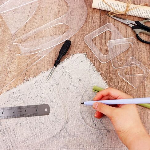 6 قطع من لوح التقطيع الأكريليكي مقاس 9.84 بوصة بمقبض متعرج بزاوية واضحة على شكل لوح تقطيع قالب راوتر لاستنسل تتبع الأعمال الخشبية ودليل قطع أدوات المطبخ in Kuwait