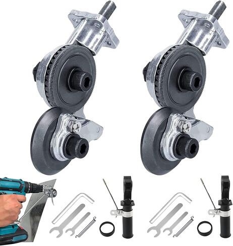 قطعتان من مقصات الحفر الكهربائية، أداة تقطيع الصفائح المعدنية بدون جهد مع مقصات الحفر الكهربائية، أداة قطع المرفقات - مقصات معدنية، ملحق حفر للحصول على قطع دقيقة ونظيفة! in Kuwait