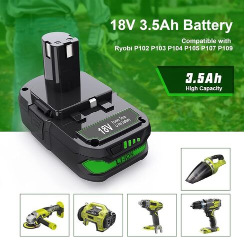 Bonadget 2Pack 18V 3.5Ah بديلة لبطارية ليثيوم Ryobi 18V One Plus P102 P103 P104 P105 P107 P108 P109 أدوات لاسلكية in Kuwait