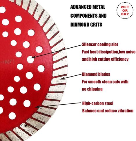 Bardland HNT-156 Diamond Blade 6" (156mm) - Fast and Smooth Wet and Dry Cutting Circular Saw for GP Construction/Concrete/Roof Tiles/Stone(HNT-156 6"/ 1 Packing) in Saudi Arabia