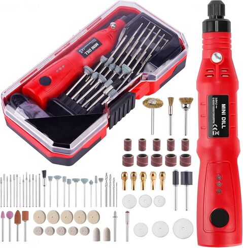 NiArt Mini Cordless Rotary Tool, 3-Speed and USB Charging Rotary Tool Kit with 72 Accessories, Multi-Purpose 3.7V Power Rotary Tool for Sanding Polishing Drilling Etching Engraving DIY Crafts (Red) in Saudi Arabia