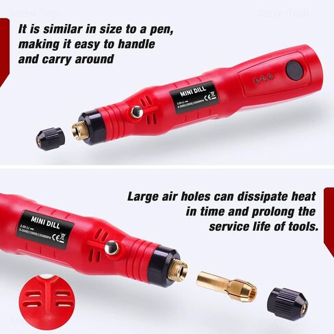 NiArt Mini Cordless Rotary Tool, 3-Speed and USB Charging Rotary Tool Kit with 72 Accessories, Multi-Purpose 3.7V Power Rotary Tool for Sanding Polishing Drilling Etching Engraving DIY Crafts (Red) in Saudi Arabia