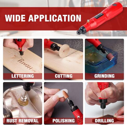 NiArt Mini Cordless Rotary Tool, 3-Speed and USB Charging Rotary Tool Kit with 72 Accessories, Multi-Purpose 3.7V Power Rotary Tool for Sanding Polishing Drilling Etching Engraving DIY Crafts (Red) in Saudi Arabia