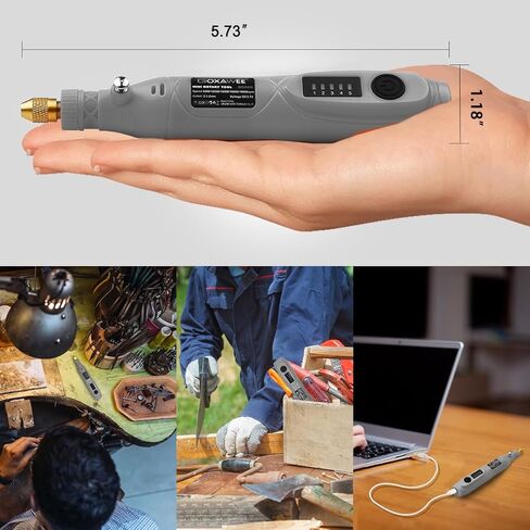 GOXAWEE Mini Cordless Rotary Tool with 100pcs Accessories, 5-Speed and USB Charging, Multi-Purpose Power Rotary Tool with 3.7V Li-ion Battery for Handmade Crafting and DIY Creations.(Light Grey) in Kuwait