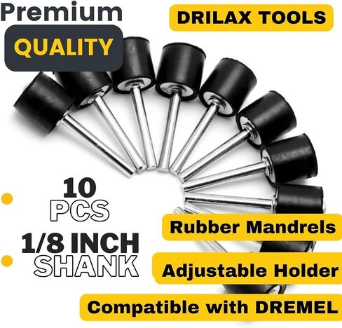 1/2 Inch Drum Rubber Mandrels with 1/8 Inch Standard Shank Sanding Sleeve Holder Compatible with Dremel Rotary Tools Adjustable Top Screw Rubber Sander Sleeve 10 Pieces Set 10 Pack in Saudi Arabia