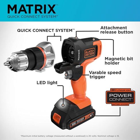 BLACK+DECKER Cordless Drill Combo Kit with Case, 6-Tool with MarkIT Picture Hanging Kit (BDCDMT1206KITC & BDMKIT101C) in Saudi Arabia
