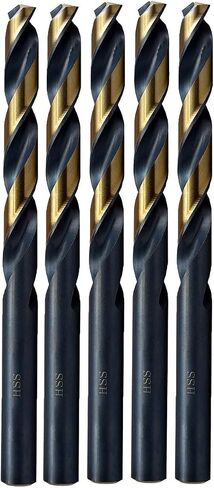 MAXTOOL 17/64" 5pcs Identical Jobber Length Drills HSS M2 Twist Drill Bits Fully Ground Black & Bronze Straight Shank Drills; JBF02H10R17P5 in Saudi Arabia