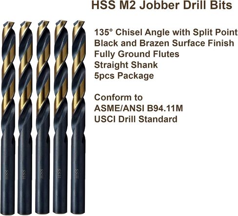 MAXTOOL 17/64" 5pcs Identical Jobber Length Drills HSS M2 Twist Drill Bits Fully Ground Black & Bronze Straight Shank Drills; JBF02H10R17P5 in Saudi Arabia