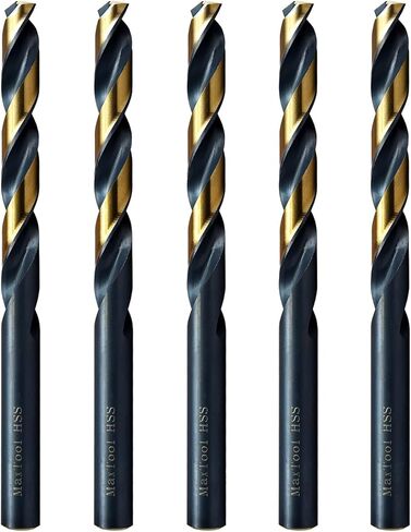 MAXTOOL 13/64 بوصة 5 قطع مثاقب بطول Jobber متطابقة HSS M2 لقم الثقب الملتوي بالكامل باللون الأسود والبرونزي المستقيم؛ JBF02H10R13P5 in Saudi Arabia