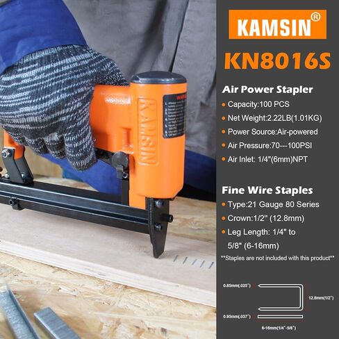 KAMSIN KN8016 Fine Wire 21-Gauge Upholstery Stapler for 80 Series Staples with 1/2-Inch Crown and 1/4-Inch to 5/8-Inch Leg Length (8010 Staples (10mm)) in Saudi Arabia