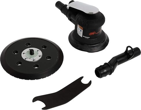Ingersoll Rand 300G Edge Series 6" Air Random Orbit Sander with 360 Degree Swivel Vacuum Adapter, Powerful 1/5 HP Motor, Lightweight, Low Vibration, Diffused Rear Exhaust, Black in Kuwait