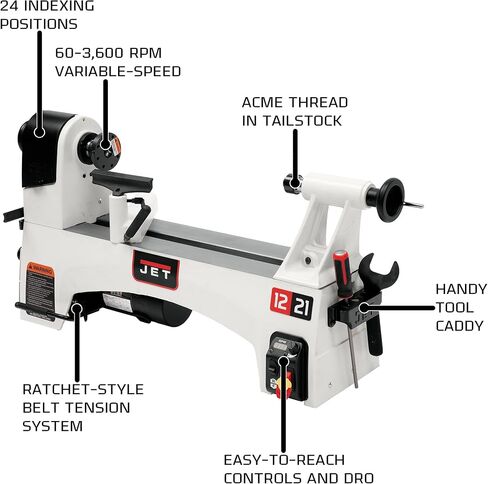JET JWL-1221VS, 12" x 21" Wood Lathe, Variable Speed, 1Ph 115V (719200) in Saudi Arabia