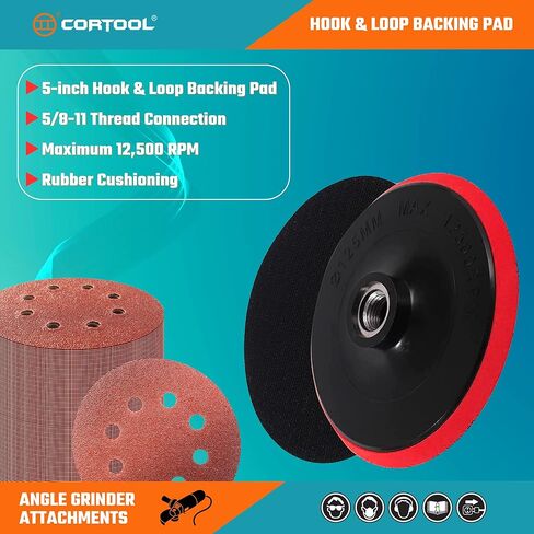 مجموعة أقراص الصنفرة 150 قطعة من CORTOOL، ورق صنفرة 5 بوصات 8 فتحات، 10 درجات تتضمن 60، 80، 100، 120، 150، 180، 240، 320، 400، 600 حبيبة لصنفرة مدارية عشوائية مع وسادة دعم بخطاف وحلقة مقاس 5 بوصات in Kuwait