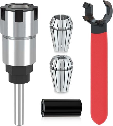 1/4 Inch Shank Router Bit Collet ER20 M Extension Chuck Converter Adapter | Convert 1/2-Inch & 1/4-Inch Shank Bits with ER20 Spring Collet, Router Collet, ER20 M Type Collet Chuck Wrench Spanner in Saudi Arabia