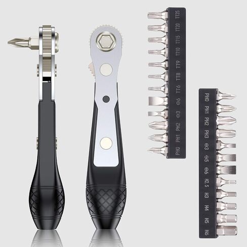 GreaTalent 133in1 Mini Ratchet Wrench Screwdriver Bit Set with 1/4" Hex Shank Phillips/Pozidriv/Hexagon/Torx/Slotted/Square Bits, 36-Tooth Gear, Magnetic Bit Holder, 90 Degree Drive Handle | S2 Steel 1/4" Hex Shank Magnetic Bit Holder, 36-Tooth Gear Wrenc in Saudi Arabia