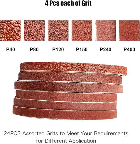 1 × 30 بوصة حزام صنفرة من أكسيد الألومنيوم، 4 لكل قطعة من ورق الصنفرة الكاشط 40 80 120 150 240 400 لصنفرة الحزام، 24 عبوة in Kuwait