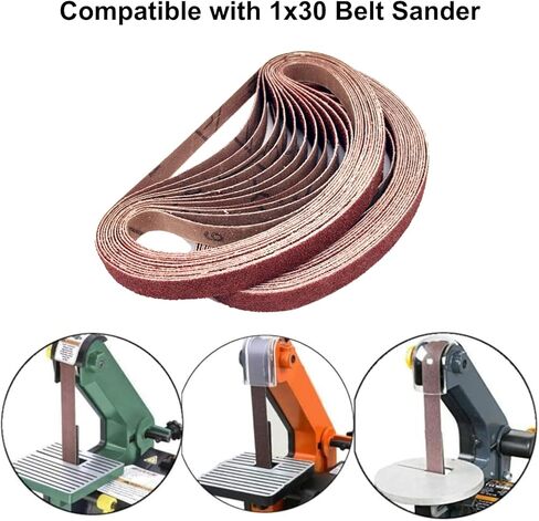 1 × 30 بوصة حزام صنفرة من أكسيد الألومنيوم، 4 لكل قطعة من ورق الصنفرة الكاشط 40 80 120 150 240 400 لصنفرة الحزام، 24 عبوة in Kuwait