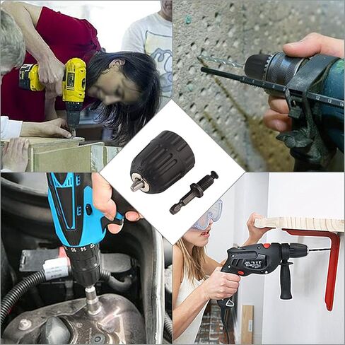 أداة ثقب بدون مفتاح، 3/8‐24UNF 0.8‐10MM مثقاب بدون مفتاح مشبك تشاك مع 1/4 بوصة محول قضيب عرقوب سداسي W in Kuwait