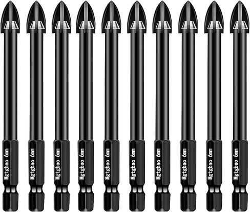 【2023 New Type】Mgtgbao Concrete Drill Bit Set, 10pcs 6MM Masonry Drill Bits Set Carbide Tip for Glass, Brick, Tile, Concrete, Plastic and Wood in Saudi Arabia