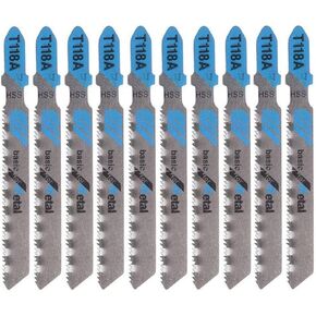 LDEXIN 10-Piece T118A 7.7cm/3inch T-Shank Jigsaw Blade Set Optimized for Extra-Clean Wood PVC, and Plastic Cutting
