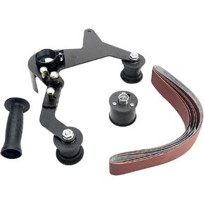 Belt Sander Attachment, Belt Sander Adapter for Angle Grinder, Pipe Polishing Adapter with 5 Pcs 40mm Belts, 5/8“-11 UNC Thread, Pipe Tube Polisher Attachment(Black) in Saudi Arabia