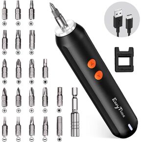 مفك براغي كهربائي، مجموعة مفكات طاقة لاسلكية قابلة لإعادة الشحن مع بطارية 2000 مللي أمبير في الساعة، 3.7 فولت، 4 مصابيح LED، كابل USB-C، 20 قطعة لقمة، أوتوماتيكي ويدوي، عزم دوران عالي 2.5 نيوتن متر in Kuwait