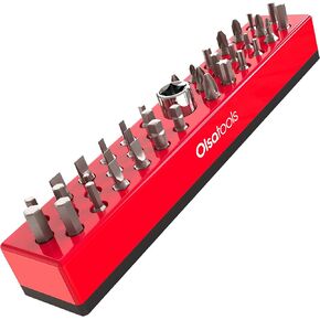 Olsa Tools Hex Bit Organizer with Magnetic Base | Professional Quality Hex Bit Holder for Your Specialty, Drill or Tamper Bits (Red)
