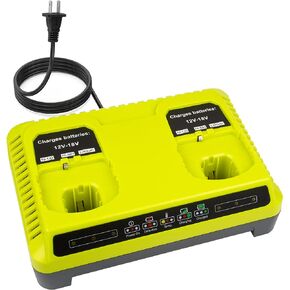 منفذ شحن مزدوج P117 شاحن سريع (متعدد الكيمياء) لRyobi 12V-18V ONE+ NiCd/NiMh/ليثيوم أدوات محطة شحن البطارية تناسب P100 P102 P103 P105 P107 P108 P122 P189 P191 P197 in Kuwait