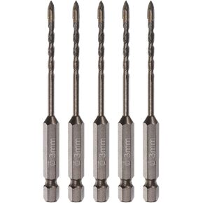 HARFINGTON 5pcs Titanium Coated Masonry Drill Bit, 8mm Concrete Drill Bits Ceramic Tile Drill Bit with 1/4" Hex Shank for Ceramic Tile Marble Mirror Glass Concrete Brick Plastic Wood in Saudi Arabia