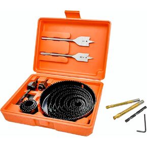 مجموعة منشار ثقب كورتول 24 قطعة للخشب ومنشار الثقب ومجموعة لقم الثقب مع 13 قطعة من مناشير ثقب 3/4 بوصة إلى 5 بوصة (19 مم - 127 مم)، لقم حفر الأشياء بأسمائها الحقيقية، لقم ثقب المنشار، مماسك، مفتاح سداسي مع صندوق تخزين in Kuwait