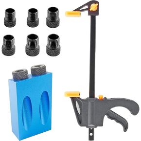 Bonsicoky 8 Pcs Pocket Hole Jig Kit, 15 Degree Woodworking Inclined | 6/8/10mm Drive Adapter, Clip in Saudi Arabia