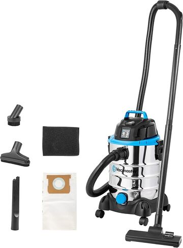 Vacmaster VJC507P 5-Gallon* 3 Peak HP** Wet/Dry Shop Vacuum, Blue, 5 gal & Woods 267 16/3 Outdoor Heavy Duty, Waterproof Flexible Vinyl Jacket, 3-Pronged, 25-Foot Extension Cord, Bush, Orange in Saudi Arabia