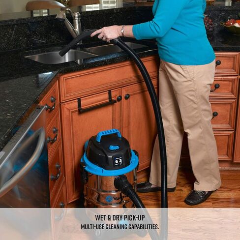 Vacmaster VJC507P 5-Gallon* 3 Peak HP** Wet/Dry Shop Vacuum, Blue, 5 gal & Woods 267 16/3 Outdoor Heavy Duty, Waterproof Flexible Vinyl Jacket, 3-Pronged, 25-Foot Extension Cord, Bush, Orange in Saudi Arabia