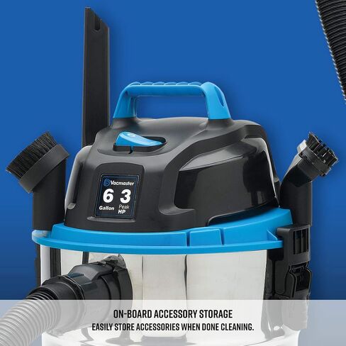 Vacmaster VJC507P 5-Gallon* 3 Peak HP** Wet/Dry Shop Vacuum, Blue, 5 gal & Woods 267 16/3 Outdoor Heavy Duty, Waterproof Flexible Vinyl Jacket, 3-Pronged, 25-Foot Extension Cord, Bush, Orange in Saudi Arabia