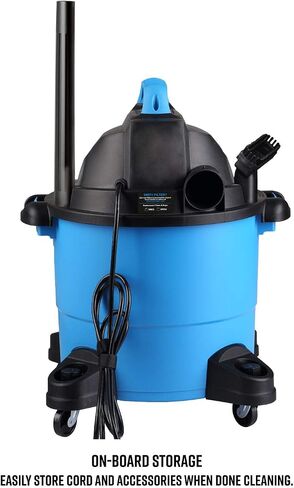 Vacmaster VJC507P 5-Gallon* 3 Peak HP** Wet/Dry Shop Vacuum, Blue, 5 gal & Woods 267 16/3 Outdoor Heavy Duty, Waterproof Flexible Vinyl Jacket, 3-Pronged, 25-Foot Extension Cord, Bush, Orange in Saudi Arabia