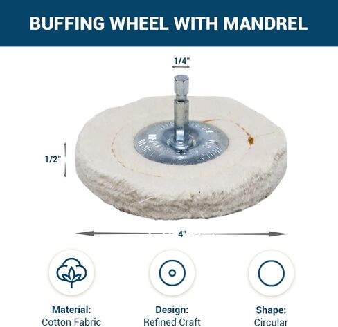 Benchmark Abrasives 4" Cotton Spiral Buffing Polishing Wheel for Bench Grinder with 1/4" Mandrel, for Polishing Finishing Smoothing on Aluminum, Stainless Steel (Cotton Spiral) in Kuwait