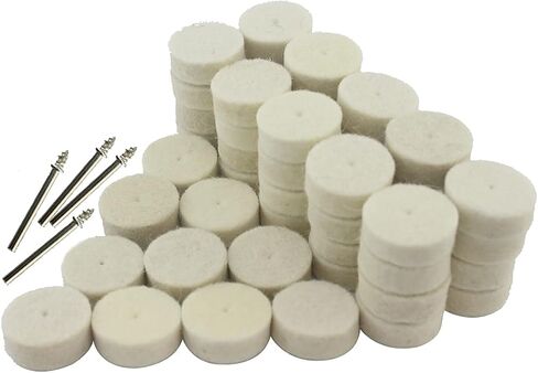 Luo ke 50 Pcs 25mm Wool Felt Polishing Pads Buffing Wheel + 4Pcs 1/8 Inch Connecting Rods for Dremel Rotary Tools in Saudi Arabia