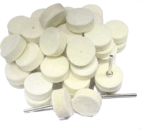 Luo ke 50 Pcs 25mm Wool Felt Polishing Pads Buffing Wheel + 4Pcs 1/8 Inch Connecting Rods for Dremel Rotary Tools in Saudi Arabia