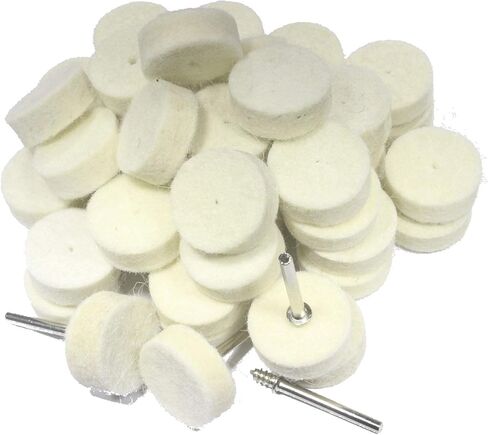 Luo ke 50 Pcs 25mm Wool Felt Polishing Pads Buffing Wheel + 4Pcs 1/8 Inch Connecting Rods for Dremel Rotary Tools in Saudi Arabia