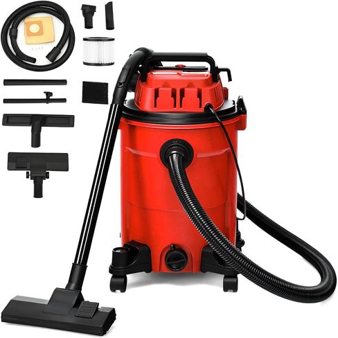COSTWAY 3-in-1 Wet/Dry Vacuum Cleaner with Blower Function, 6.6 Gallon 4.8 Peak HP Vacuum with Safety Protection, Portable Shop Vacuum Cleaner for Workshop, Car, Garage, Home, 1200W (Red) in Saudi Arabia