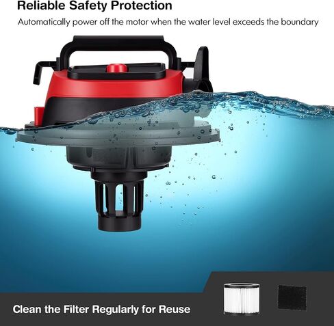 COSTWAY 3-in-1 Wet/Dry Vacuum Cleaner with Blower Function, 6.6 Gallon 4.8 Peak HP Vacuum with Safety Protection, Portable Shop Vacuum Cleaner for Workshop, Car, Garage, Home, 1200W (Red) in Saudi Arabia
