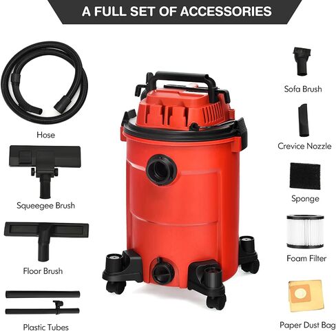 COSTWAY 3-in-1 Wet/Dry Vacuum Cleaner with Blower Function, 6.6 Gallon 4.8 Peak HP Vacuum with Safety Protection, Portable Shop Vacuum Cleaner for Workshop, Car, Garage, Home, 1200W (Red) in Saudi Arabia