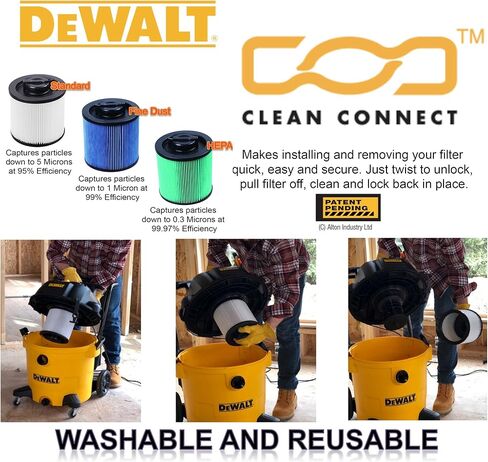 DEWALT DXV10P 10 Gallon Quiet Poly Wet Dry Vacuum Yellow & Workshop Wet/Dry Vacs Vacuum Accessories WS17854A 1-7/8-Inch Shop Vacuum Attachment Kit for Use with A Shop Vacuum with Homeowners in Mind in Saudi Arabia