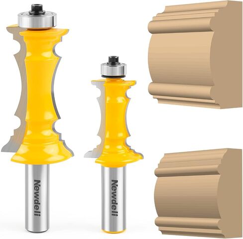 Frame Crown Mitered Door & Drawer Panel Molding Router Bit Set 1/2" Shank , Newdeli Woodworking Milling Cutters 2PCS, Miter Wood Cutter for Doors, Tables, Shelves in Saudi Arabia