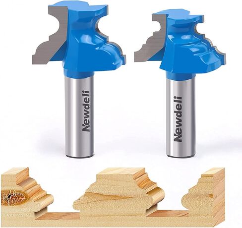 Frame Crown Mitered Door & Drawer Panel Molding Router Bit Set 1/2" Shank , Newdeli Woodworking Milling Cutters 2PCS, Miter Wood Cutter for Doors, Tables, Shelves in Saudi Arabia