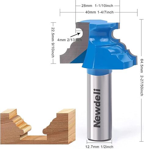 Frame Crown Mitered Door & Drawer Panel Molding Router Bit Set 1/2" Shank , Newdeli Woodworking Milling Cutters 2PCS, Miter Wood Cutter for Doors, Tables, Shelves in Saudi Arabia