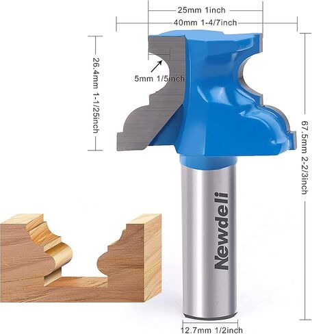 Frame Crown Mitered Door & Drawer Panel Molding Router Bit Set 1/2" Shank , Newdeli Woodworking Milling Cutters 2PCS, Miter Wood Cutter for Doors, Tables, Shelves in Saudi Arabia